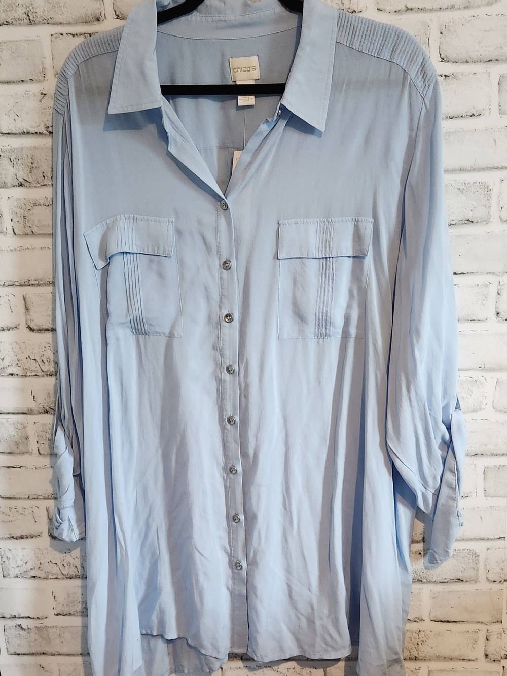 Chico's Light Blue Button-Up Shirt 4 XxL